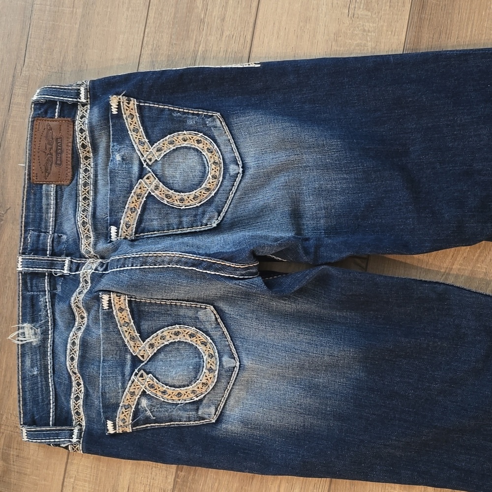 Big Star Vintage Collection Womens Boot Cut Low Rise Distressed Jeans 31 Tall
